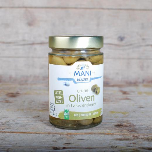 Grüne Oliven ohne Kern in Lake 280g