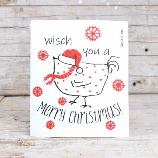 Owoschfetzn Henne Berta "Merry Christmas" rot