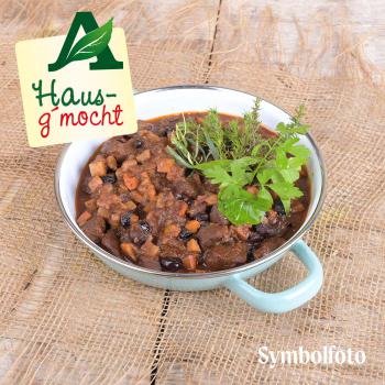 Hausg'mocht Rindsragout in fruchtiger Cranberry-Rotweinsauce 410ml