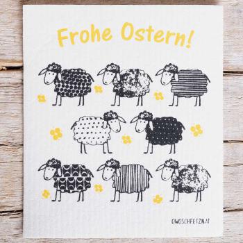 Owoschfetzn Lamm Bert "Frohe Ostern" gelb
